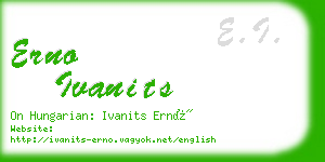 erno ivanits business card